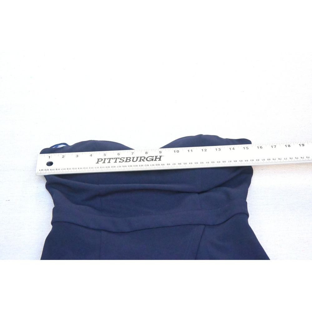 XTAREN Womens M NWT Navy Strapless Bodycon Mini Dress Tulip Wrap Crochet Lace - Picture 2 of 8